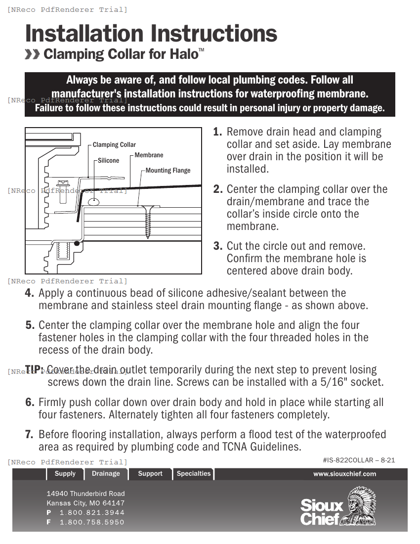 822 SERIES - HALO CLAMPING COLLAR - INSTRUCTION SHEET.PDF Technical Document